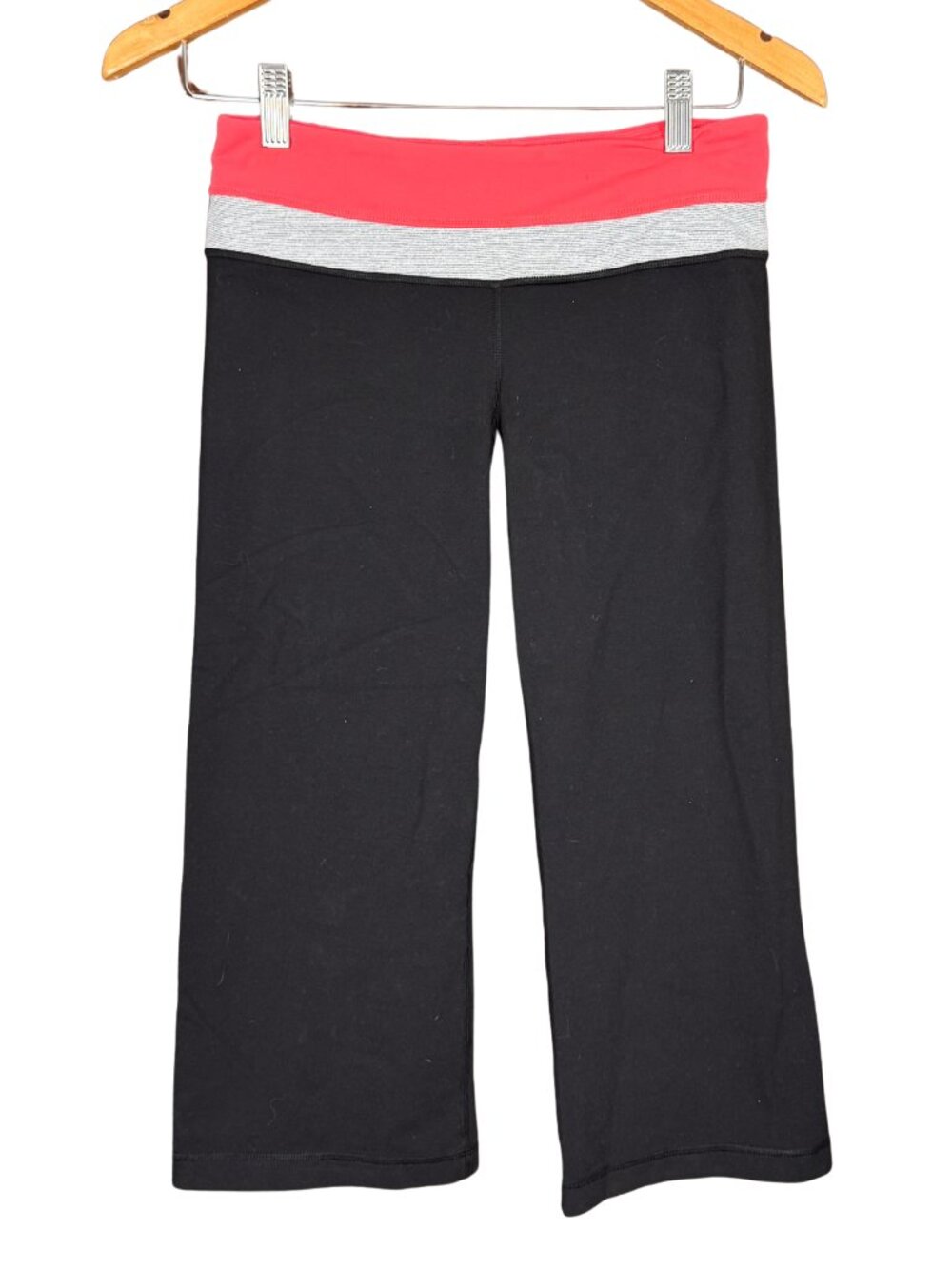 Lululemon Groove Crop Pants Size 6 Black Flare Yoga Pants Foldover Waist